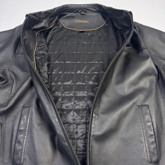 St. John's Bay Jacket Mens 2XL Black Leather Bomber Full Zip Lined Insulated - Picture 11 of 15